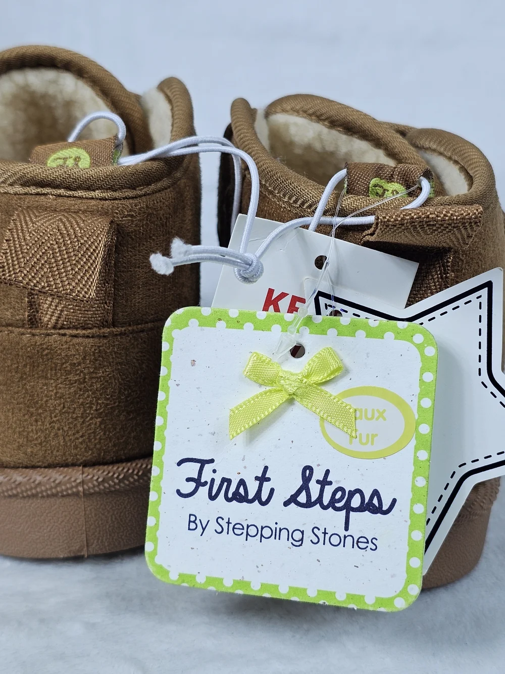 Toddler Fleece Lined Winter Booties Faux Suede Tan Shoes First Steps Size 9